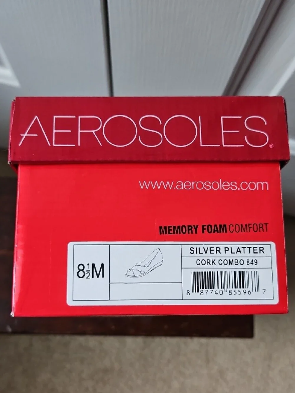 AEROSOLES Beige Cork Peep-Toe Wedge Heels